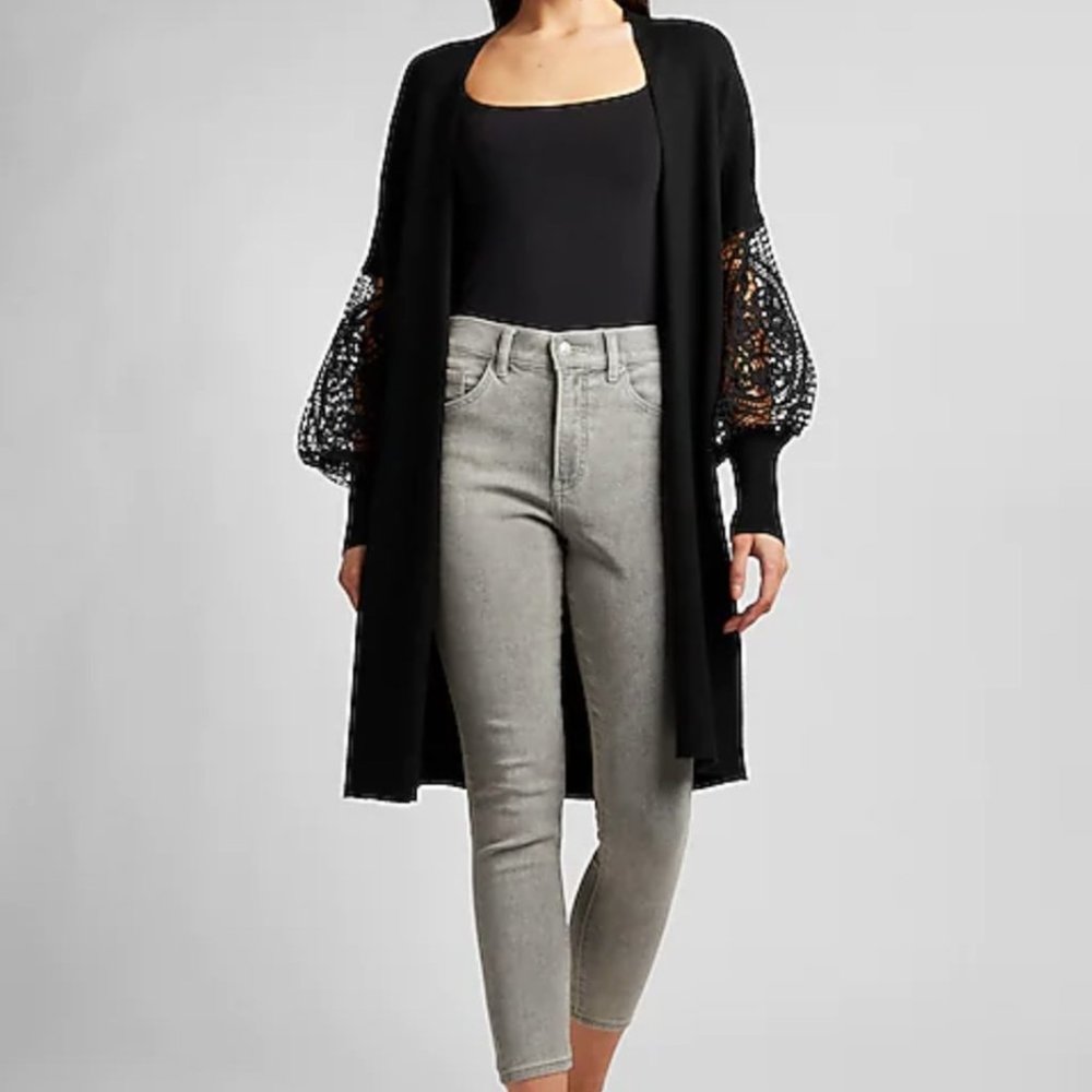 Express Lace Balloon Sleeve Cardigan, Black, Small NWOT